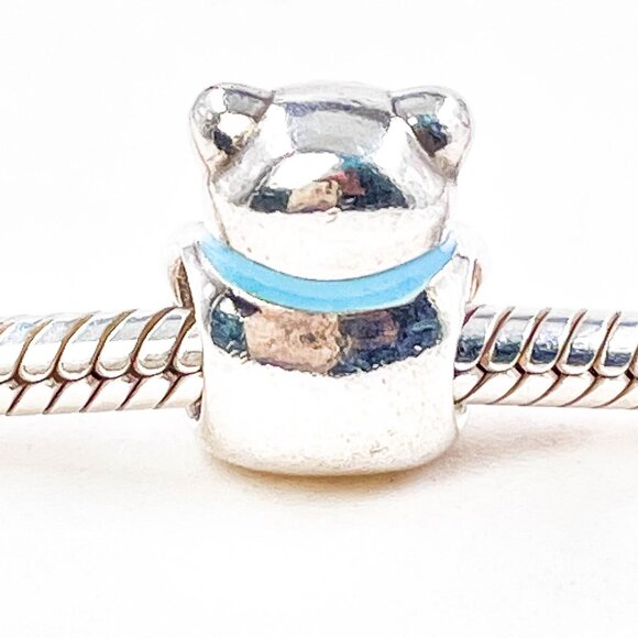 Pandora It's a Boy Sterling Silver Teddy Bear Charm With Blue Ribbon - Picture 6 of 6